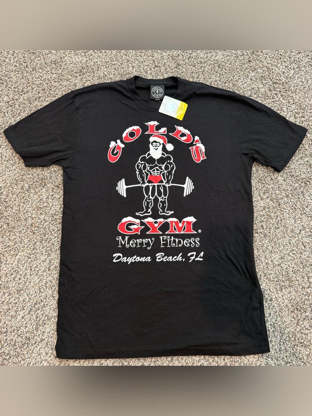 NWT Gold’s Gym Daytona Beach Merry Fitness Christmas Santa T-Shirt Women’s M
